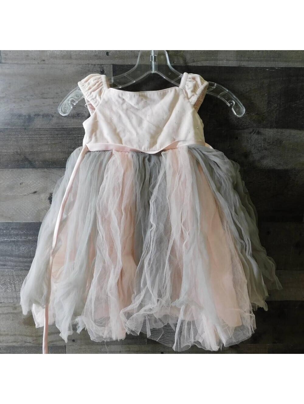 Biscotti Toddler Girls Dress 3T Pink Grey Tulle Tutu Ballerina Rhinestone Party